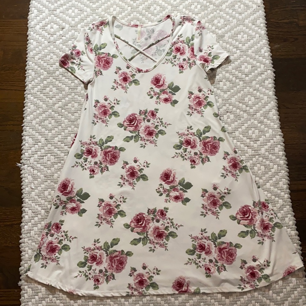 Lime + Chili rose print dress
